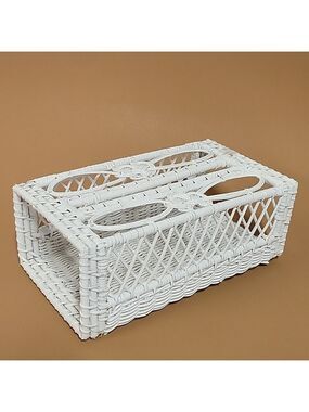 Vintage Wicker Tissue Box Holder/Dispenser